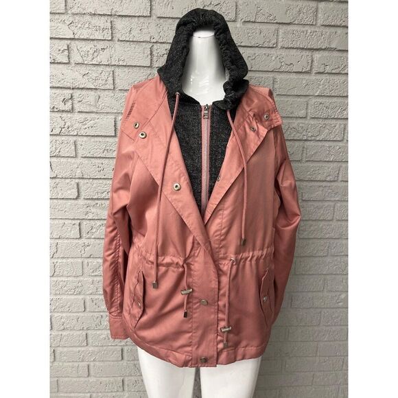 Miss London Jackets & Blazers - Miss London Women Blush Hooded Windbreaker Size L